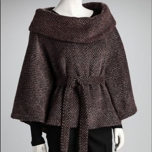 Costa Blanca Cowl Neck Wool Blend Belted Cape
